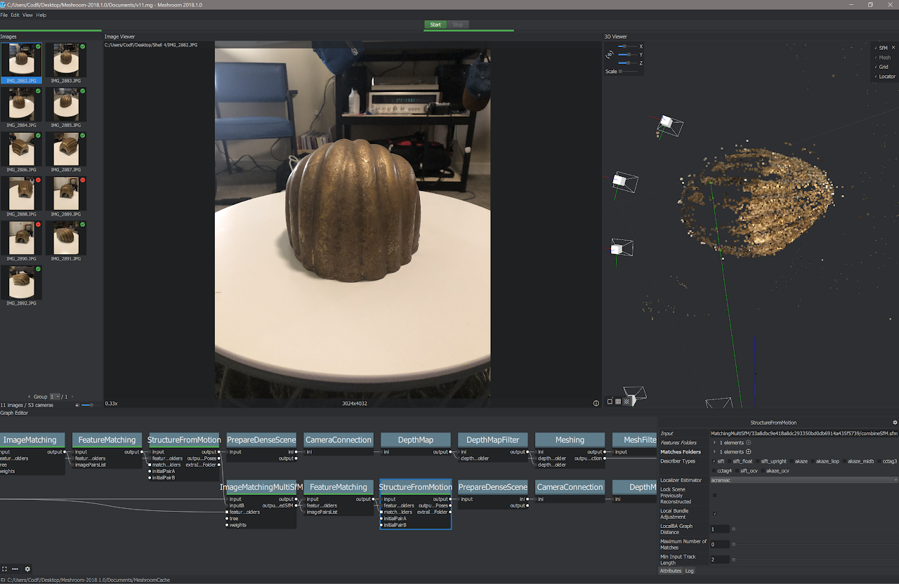 Meshroom photogrammetry process